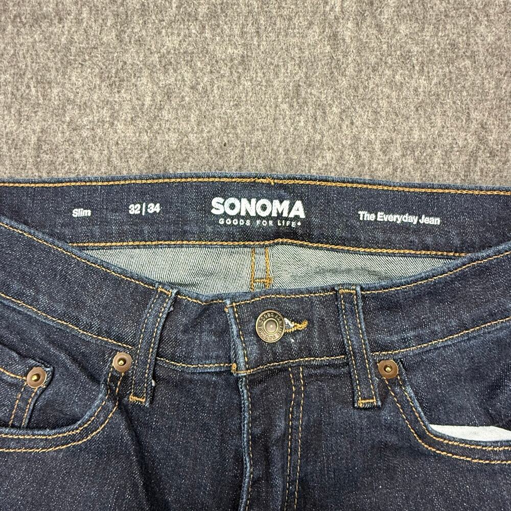 Sonoma Jeans Men's Size 32x34 Slim The Everyday Jean Stretch Dark Wash Split Hem - Picture 4 of 15